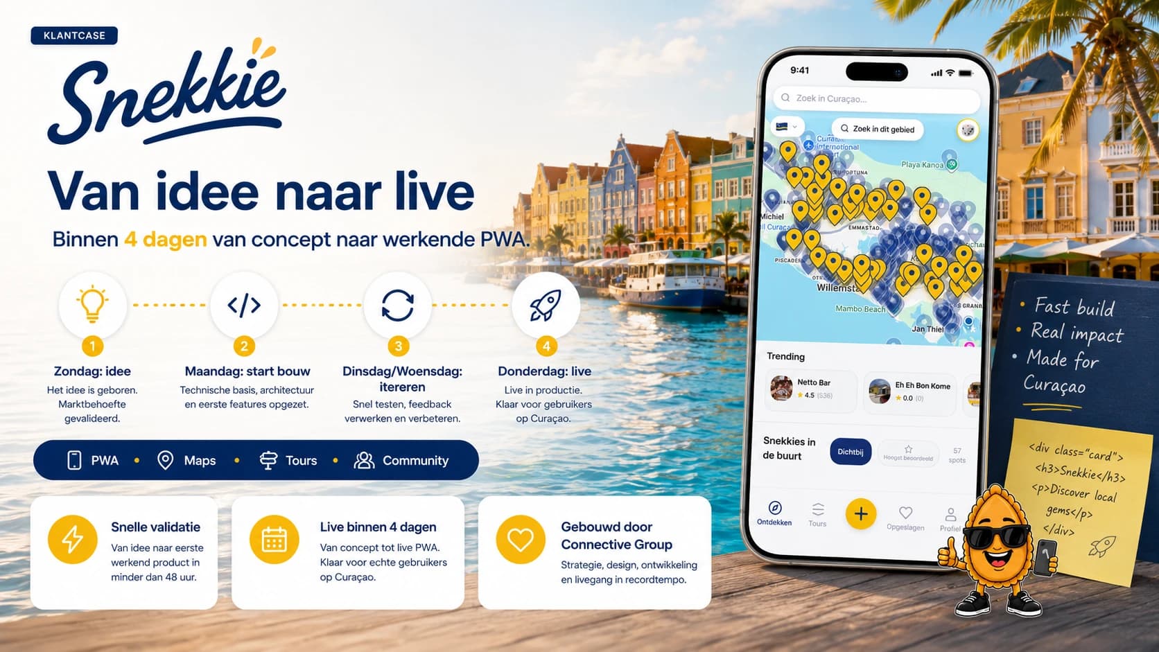 Snekkie: van idee naar live in vier dagen — de bouwtijdlijn