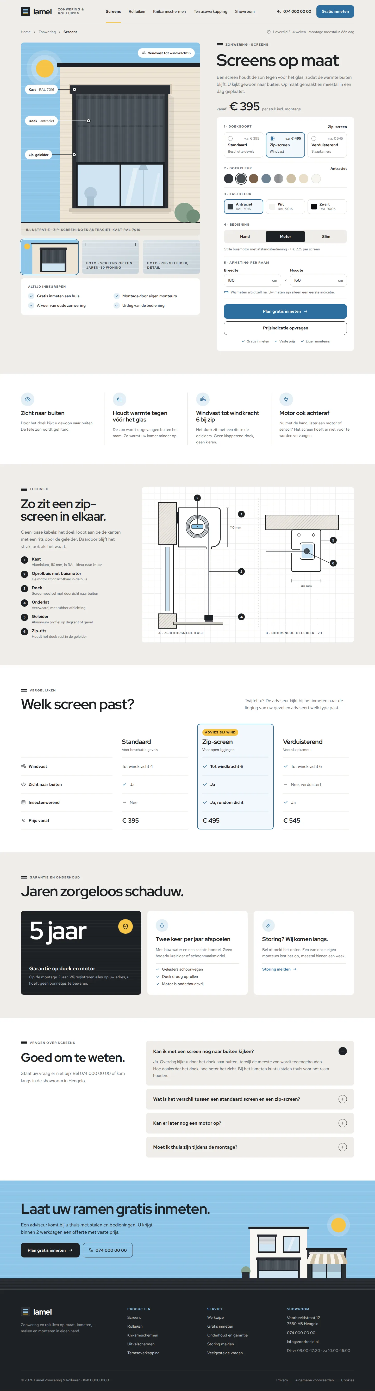 Ontwerpvoorbeeld product: screens van Lamel Zonwering & Rolluiken (montagebedrijf): samensteller, vanafprijs, vergelijking